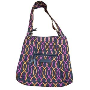 Vera Bradley Crossbody‎ Shoulder Bag Purse Quilted Jazzy Swirls Gray Pink Orange